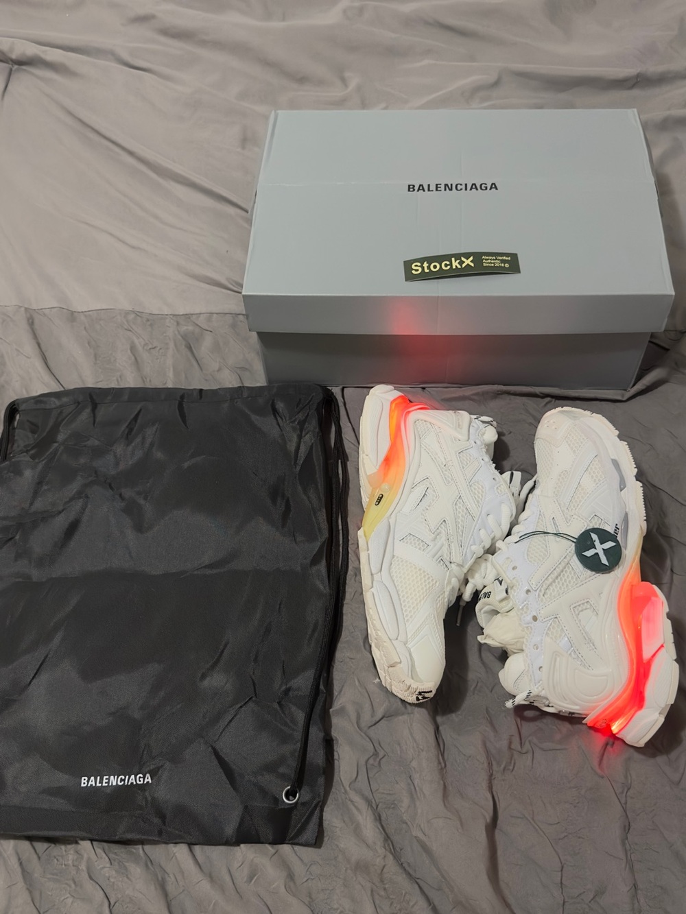 white LED balenciaga runners